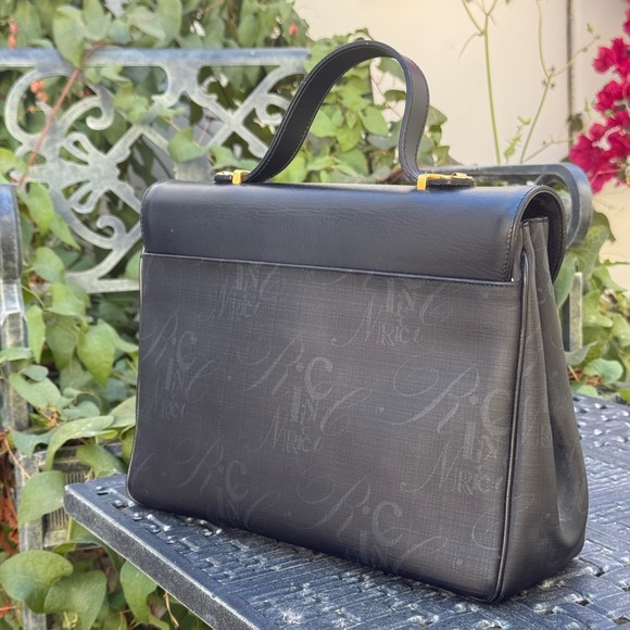 Nina Ricci Paris Monogram Black Coated Canvas Top Handle Satchel Bag Unworn - Picture 5 of 16